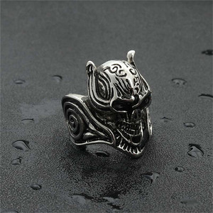 Skull Warrior <b>Ring</b> Men's Stainless Steel <b>Silver</b> Retro Punk Style Jewelry Gift 260113 - Product Image 4