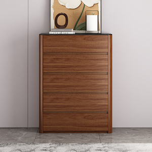 Cassettiera di Lusso in Legno a 6 Cassetti con Vetro Temperato, Mobile Contenitore Moderno per Camera da Letto, Comò all'Ingrosso - Product Image 4