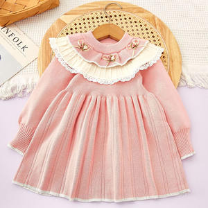 Vente en gros de vêtements d'hiver pour filles en coton doux personnalisés <span class=keywords><strong>robe</strong></span> <span class=keywords><strong>pull</strong></span> pour bébé en tricot à col rond pour enfants de 1 à 6 <span class=keywords><strong>ans</strong></span> - Product Image 2