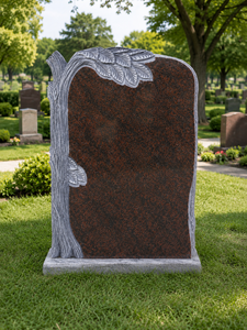 Rustic <b>Tree</b> Design Headstone With Leaf Motif For Cemetery Use - Product Image 6