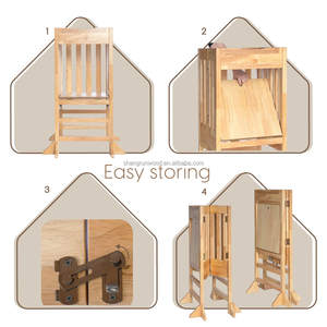 Katlanabilir ahşap merdiven sandalye gözlem kulesi bebekler çocuklar için bambu öğrenme kulesi portatif merdiven dışkı mutfak yardımcısı - Product Image 6