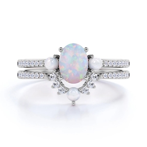 Anillo <span class=keywords><strong>de</strong></span> compromiso <span class=keywords><strong>de</strong></span> Plata <span class=keywords><strong>de</strong></span> Ley 925 con <span class=keywords><strong>perla</strong></span> <span class=keywords><strong>de</strong></span> agua dulce, Ópalo Natural <span class=keywords><strong>de</strong></span> corte ovalado <span class=keywords><strong>de</strong></span> 1,50 quilates, para mujeres - Product Image 1