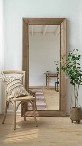 SWT Wooden <strong>Rustic</strong> Whitewashed <strong>Large</strong> Floor Standing <strong>Mirror</strong> Wooden Arched <strong>Mirror</strong> - Product Image 6
