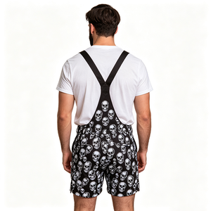 Conjunto de Camiseta Blanca de Manga Corta para <span class=keywords><strong>Hombre</strong></span> con Estampado de Calaveras en Negro y Pantalones Cortos con <span class=keywords><strong>Tirantes</strong></span>, Estilo Gótico para Halloween, Oktoberfest, Festival de la Cerveza Alemana - Product Image 4