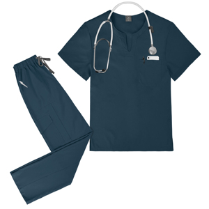 Conception simple <span class=keywords><strong>Scrubs</strong></span> ajustés et flatteurs de la silhouette Uniforme Couleur unie foncée montrant les gommages de la série Texture professionnelle - Product Image 3