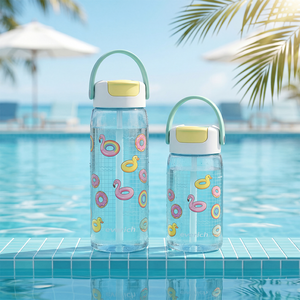 <span class=keywords><strong>Borraccia</strong></span> d'acqua estiva personalizzata OEM da 500, 750, 1000 ml in Tritan con cannuccia, coperchio ribaltabile, manico portatile, senza BPA, per bevande fredde - Product Image 4
