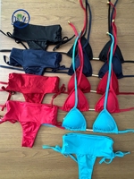 Ensemble de bikinis triangulaires personnalisés, vente en gros d'usine, maillot de bain deux pièces de haute qualité, string pour femmes, vêtements de bain et de plage