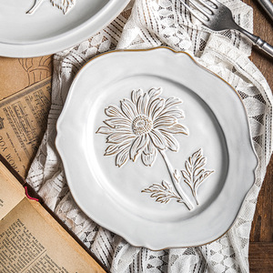 Assiette occidentale de luxe à motifs français, assiette plate pour steak, assiette à dessert en céramique, assiette de petit-déjeuner, magnifique vaisselle - Product Image 5