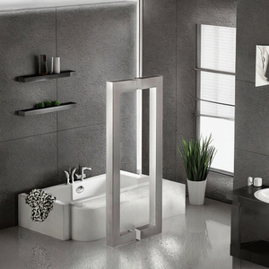 Manija de puerta de vidrio de acero inoxidable J007 para mampara de ducha moderna sin marco con tubos cuadrados de doble cara y tirador - Product Image 3
