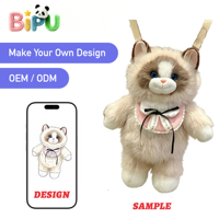Sacs à dos en peluche pour enfants en coton rose personnalisés avec un matériau en coton super doux, design mignon, sacs en peluche, fabricant OEM