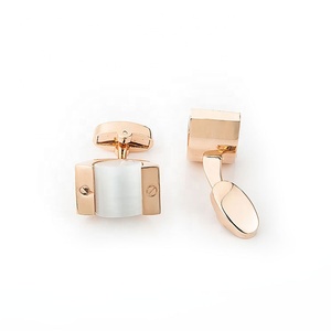 プロモーションメンズアクセサリーカフリンクファッションカスタマイズ可能なメンズシャツカフリンクアクセサリーローズゴールドセミプレシャスストーンカフリンクス - Product Image 3