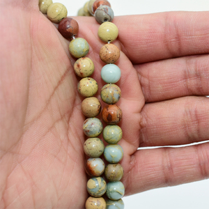 Perles en vrac de pierres naturelles de jaspe et <span class=keywords><strong>Serpentine</strong></span> support pour le commerce de gros, 4/6/8/10/12mm, pierres vitrine - Product Image 2