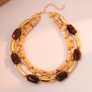 Collier haut de gamme pour femme YL, style européen et américain, perles en verre soufflé en forme de cœur, chaîne de clavicule, luxe sportif, niche - Product Image 4