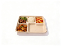 Plateau repas jetable en bagasse de canne à sucre biodégradable sans PFAS, non blanchi, pour plats à emporter et repas écologiques