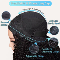 Demi-perruque bouclée crépue, densité 200%, cheveux Remy, perruques bouclées, 100% cheveux humains, sans laisser de traces, mise à niveau, sans colle, demi-perruques à clips pour femmes