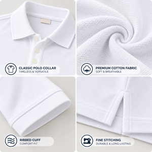 <b>White</b> <b>Polo</b> T Shirts <b>Men</b> Cotton High Quality Cotton <b>Polo</b> Shirts for <b>Men</b> Classic Fit Plain Summer Casual Business Wear Custom Logo - Product Image 2