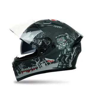 Модные гоночные шлемы с защитой от падения, всесезонные мотоциклетные шлемы из АБС-пластика с двойными линзами на все лицо