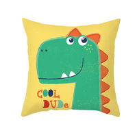 Nouvel ensemble de housses de coussin imprimées dinosaures de dessin animé, mignonnes pour la décoration de chambre d'enfant et de canapé