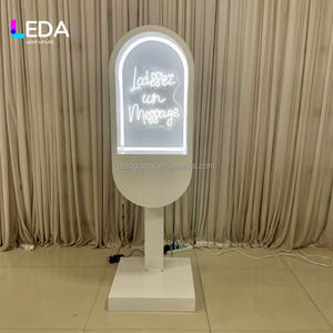 LEDA White Modern Telephone Booth with <b>LED</b> Light Floral Topper Leave a Message Box Wedding Reception Party Event Decor Metal - Product Image 3