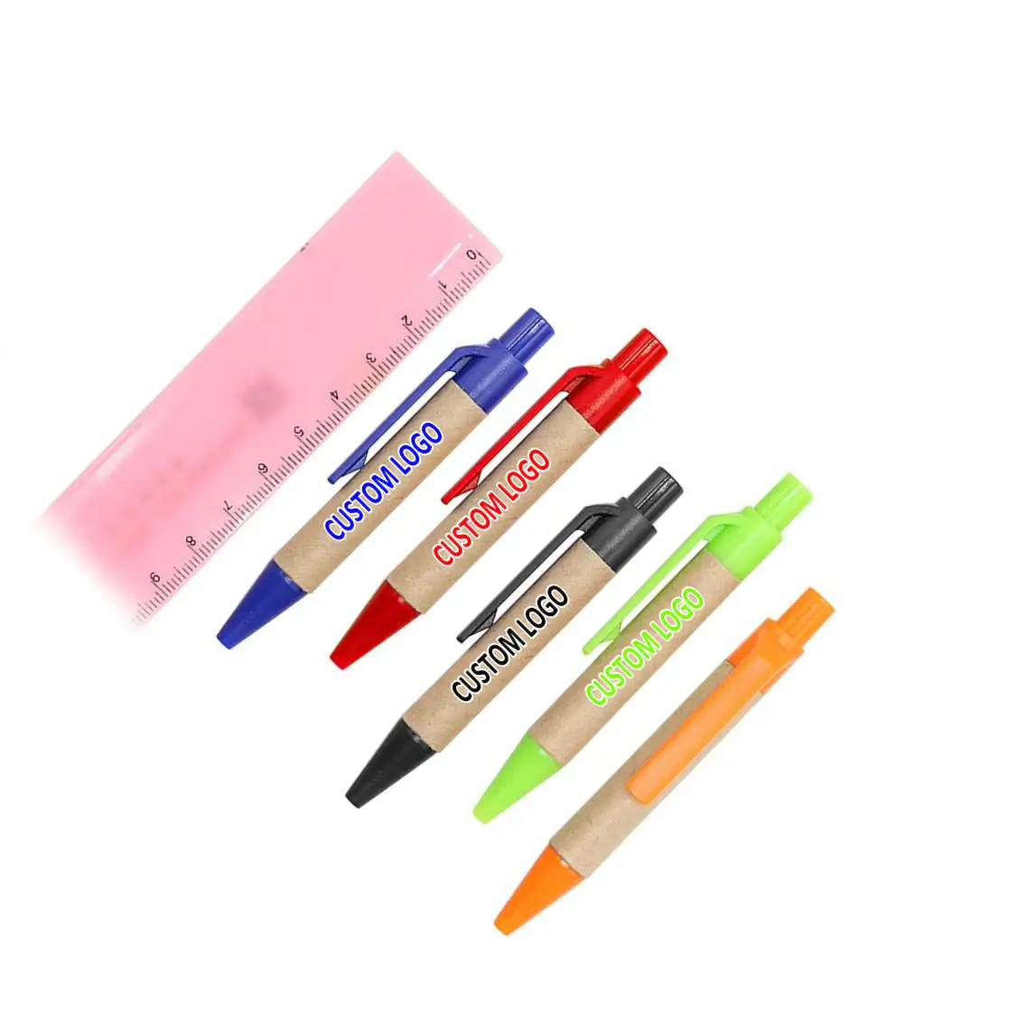 قلم حبر جاف قابل لإعادة الاستخدام قصير وصغير الحجم بطول 9 سنتيمتر مخصص مع طباعة شعار شركة مخصصة