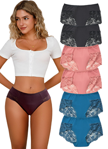 U537 Culotte de bikini sexy pour femme, taille XL UE, 95% coton, motif floral, teinture unie, haute qualité - Product Image 3