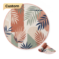 Serviette de plage circulaire pliable OEM élégante de forme irrégulière, motif feuille tropicale, séchage rapide, entretien facile, absorbante