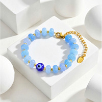 Bracelet d'amitié moderne Bingxin Jewelry, perles de cristal, réglable, fait main, perles œil de pierre bleue, pour femme, usage quotidien