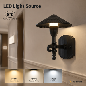 Applique murale LED d'intérieur avec abat-jour en métal et acrylique, petite conception murale pour chambre, couloir, hôtel, 5W, 3000K, 6000K - Product Image 3