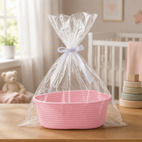 Panier de rangement multifonctionnel en corde de coton écologique durable, petit format carré tressé, sacs cadeaux, rubans, panier pour bébé - Vente en gros