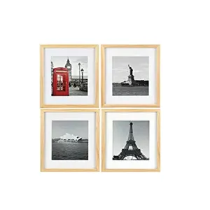11x14 Picture Photo Frame Solid Wooden Frame Set of 4 with Mats
