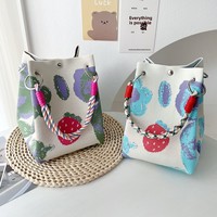 Sac fourre-tout à bandoulière en polyester tricoté vintage, avec fermeture magnétique et motif floral, modèle 2026, version améliorée en usine