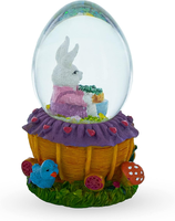 Panier de carottes de lapin de Pâques en résine fait à la main Globe d'eau Décoration de table à motifs d'animaux pour la fête de Pâques à la maison et au bureau au printemps