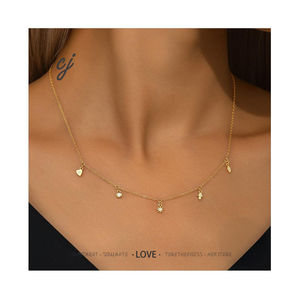 Женское колье Carline, роскошное колье из 925 стерлингового серебра, 18 карат, позолоченное модное сердце со звездами, с цирконическими цепочками - Product Image 1