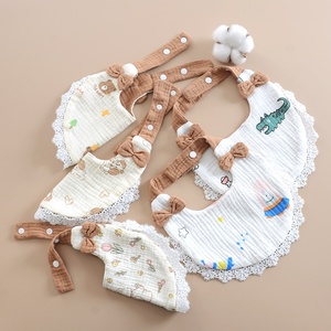 Nuevos Baberos para Bebé Estilo Ins para Niña, <span class=keywords><strong>en</strong></span> Forma de <span class=keywords><strong>U</strong></span>, de 6 Capas, con Encaje Arrugado, Patrón de Mariposa y Dibujos Animados, Lindos, de Gasa de Algodón Puro para Recién Nacidos, Libres de BPA - Product Image 3