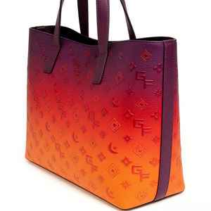 Sac fourre-tout en cuir PU violet et <span class=keywords><strong>orange</strong></span> dégradé coucher de soleil pour femme, motif gaufré, grande capacité - Product Image 6