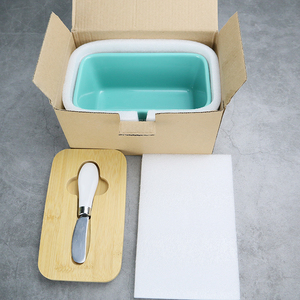 Portaburro in Ceramica con Logo Personalizzato e Coperchio in Bambù, Coltello Incluso, OEM ODM, Vendita all'Ingrosso, Contenitore per Burro da Cucina, Regalo, Fornitore Diretto di Fabbrica - Product Image 4