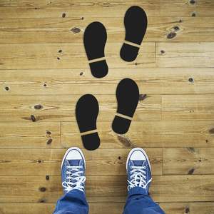 Impresiones Pegatinas <span class=keywords><strong>de</strong></span> huella <span class=keywords><strong>de</strong></span> Zapato Negro Huella <span class=keywords><strong>de</strong></span> piso Calcomanías Pegatinas <span class=keywords><strong>para</strong></span> piso Señal Guía Direcciones Pies Distancia Calcomanías <span class=keywords><strong>de</strong></span> pared - Product Image 1