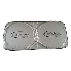 Pare-soleil rétractable de luxe pour pare-brise de voiture en tissu argenté enduit de polyester, vente en gros à prix abordable - Product Image 2