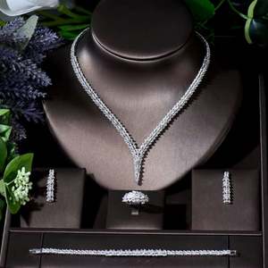 HIBRIDE élégant 4 pièces ensemble de Bijoux africains pour femmes cadeau de fête Dubai ensemble de Bijoux Zircon cubique Nigeria Bijoux de mariage Bijoux N-33 - Product Image 2