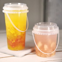 Diskon besar Logo kustom kapasitas besar 700ml 1000ml ember jus buah portabel cangkir teh susu gelembung plastik