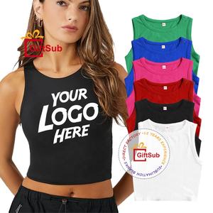 Kadın temel rahat streç mahsul kırpılmış Tank <span class=keywords><strong>Top</strong></span> kolsuz Tee gömlek bluz yaz kıyafetleri süblimasyon katı mahsul Tank Tops - Product Image 2