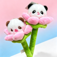 OEM ODM Bâton de massage décoratif en peluche créatif et mignon, motifs Fleur de lotus, Feuille, Panda géant, Qizai, Raton laveur, pour cadeau souvenir