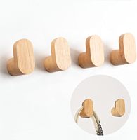 Crochets muraux en bois, paquet de 4 crochets en bois naturel pour accrocher, crochet de décoration de maison de ferme, chapeau, sac à main, sac à dos, sac, veste