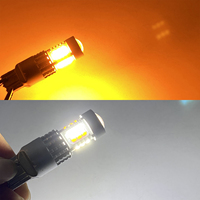 Bombilla LED blanca y ámbar para intermitente de coche, luz DRL con lente, 12V, 30SMD, 3030, BA15S, P21W, BAU15S, 1157, BAY15D, 3157, 7443
