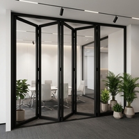 Puertas Plegables de Aleación de Aluminio Contemporáneas, Resistentes al Viento, para Interiores, para Proyectos Comerciales, Venta al Por Mayor de Fábrica