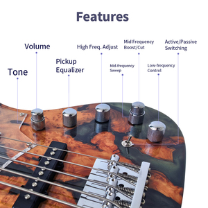 Boutique 5 <b>String</b> Guitar Resin Burl Veneer Active Passive Switch Professional for Wholesale - Product Image 2