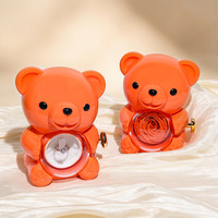 Boîte à bijoux en forme d'ours en peluche orange de qualité supérieure, best-seller, élégante, exquise, créative, rotative, avec fleurs préservées, boîte cadeau