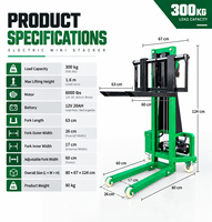 300kg Tragbarer Mini-Elektrostapler 1,2m 1,6m Ferngesteuerter Stapler für Bühnenaufbau, Beleuchtungsboxen und Ladesysteme