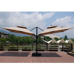 Paraguas de <span class=keywords><strong>Patio</strong></span> con dosel doble de aluminio grande para exteriores de 3x3m con luz LED para muebles de exterior - Product Image 6