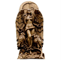 Statue sculptée traditionnelle en résine Lilith Ishtar, sculpture d'autel de dieu païen, figurine décorative sur le thème des plantes/fleurs, cadeau